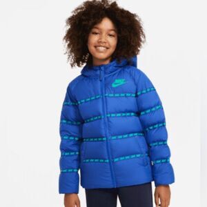 Nike Big Kids' Down Jacket Game Royal/Stadium Green Puffer Size Lg